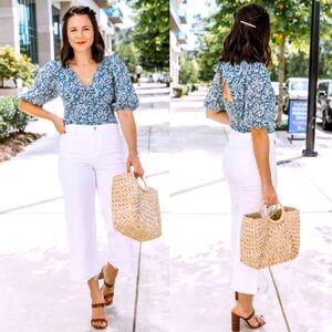 Abercrombie Floral Smocked Bow Top